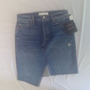 MOTHER The Tomcat Asymetric Hem Denim Skirt